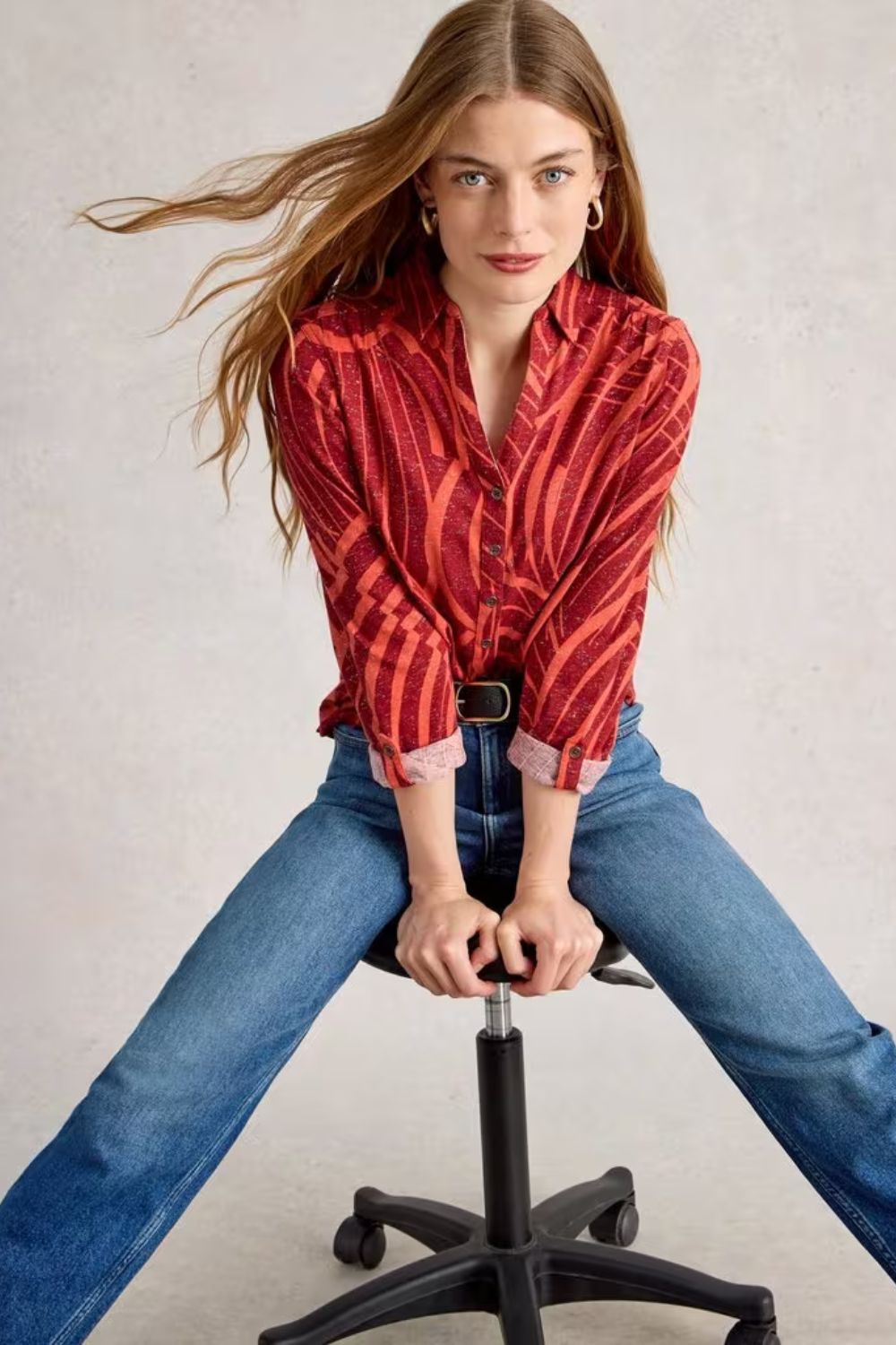 Annie Print Sparkle Shirt | Red
