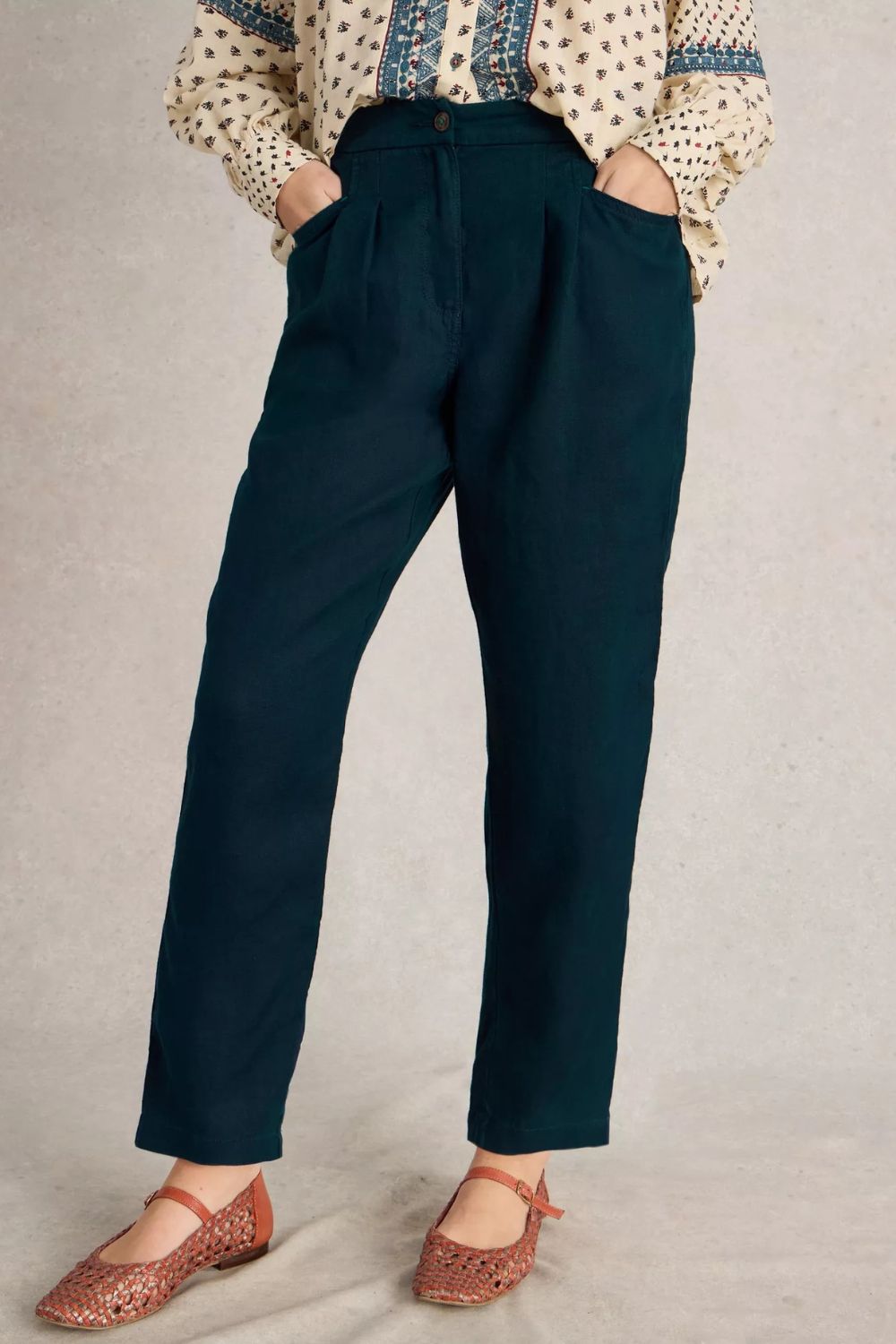 Rowena Linen Trouser | Dark Navy