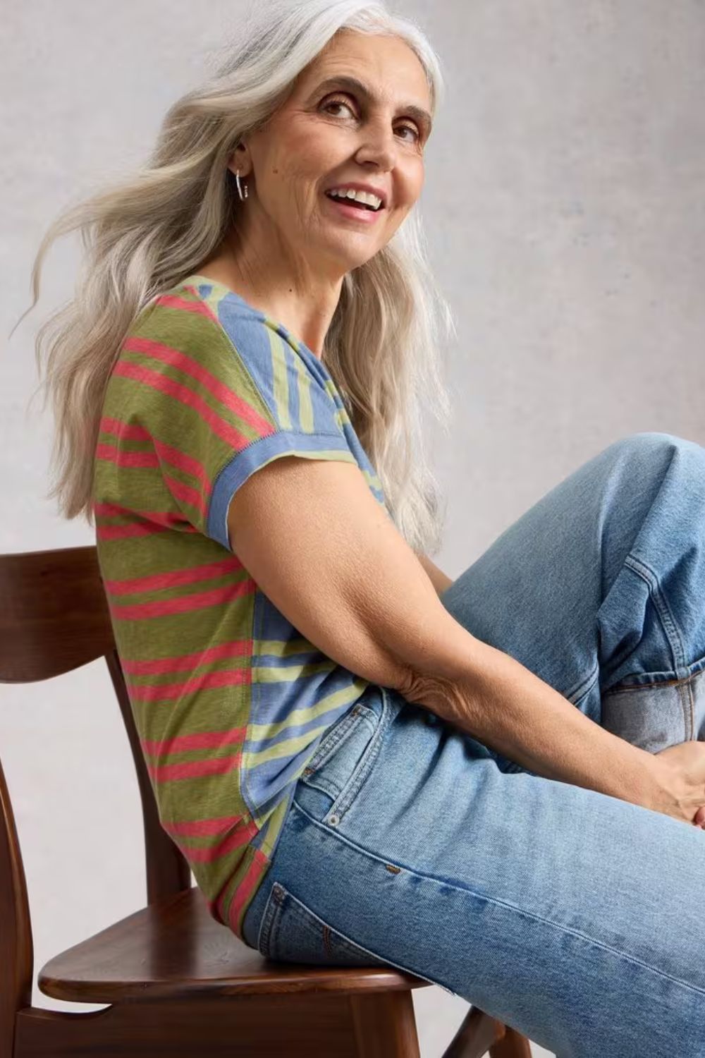 Nelly Notch Stripe Tee | Blue Multi
