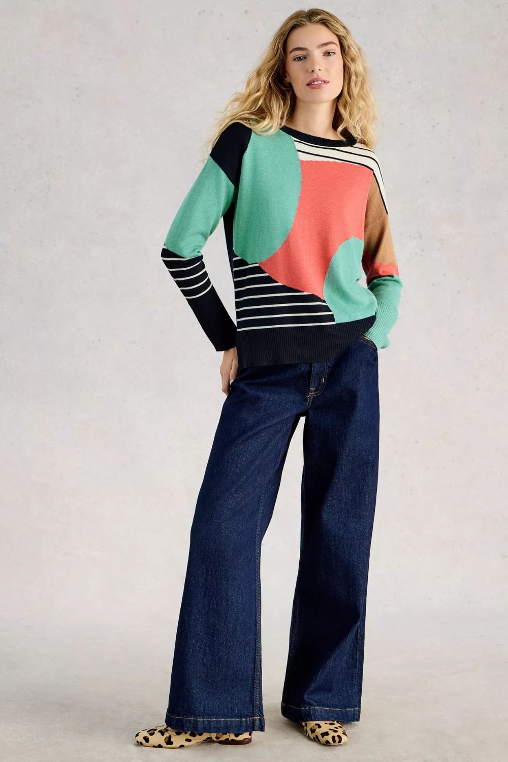Olive Abstract Jumper | Navy Multi