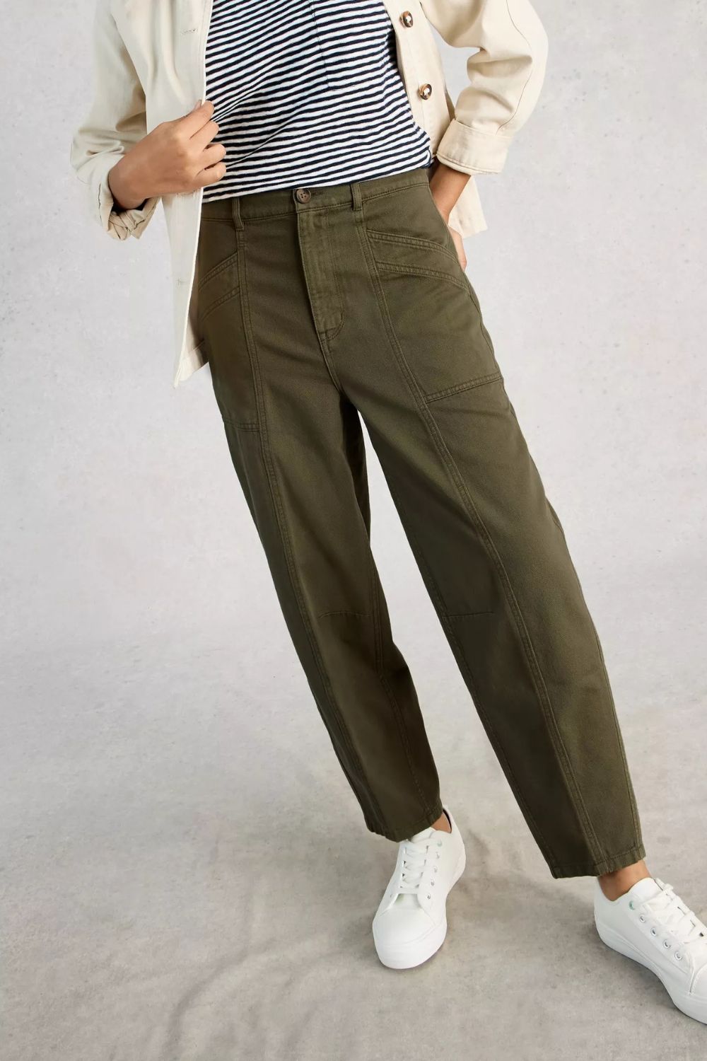 Aubrey Barrel Trouser | Khaki Green