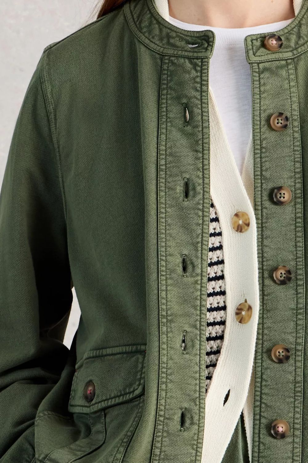 Denim Utility Jersey Jacket | Mid Green