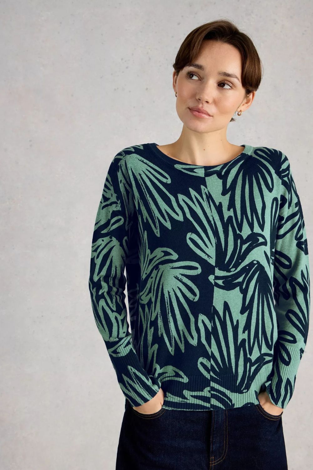 Olive Print Jumper | Blue Print