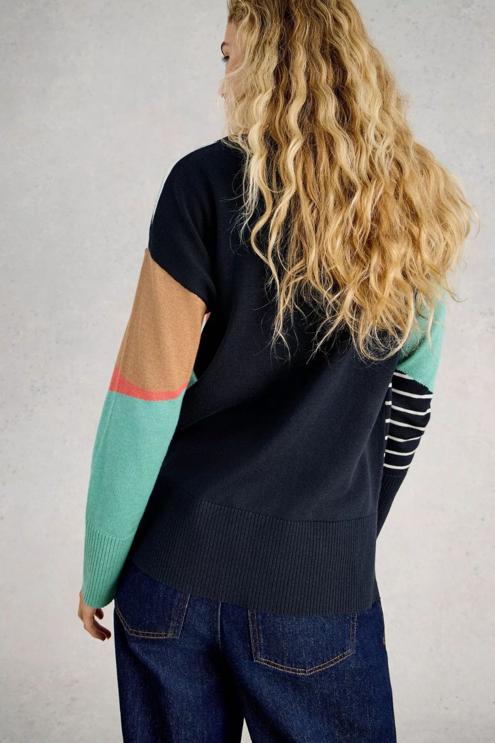 Olive Abstract Jumper | Navy Multi