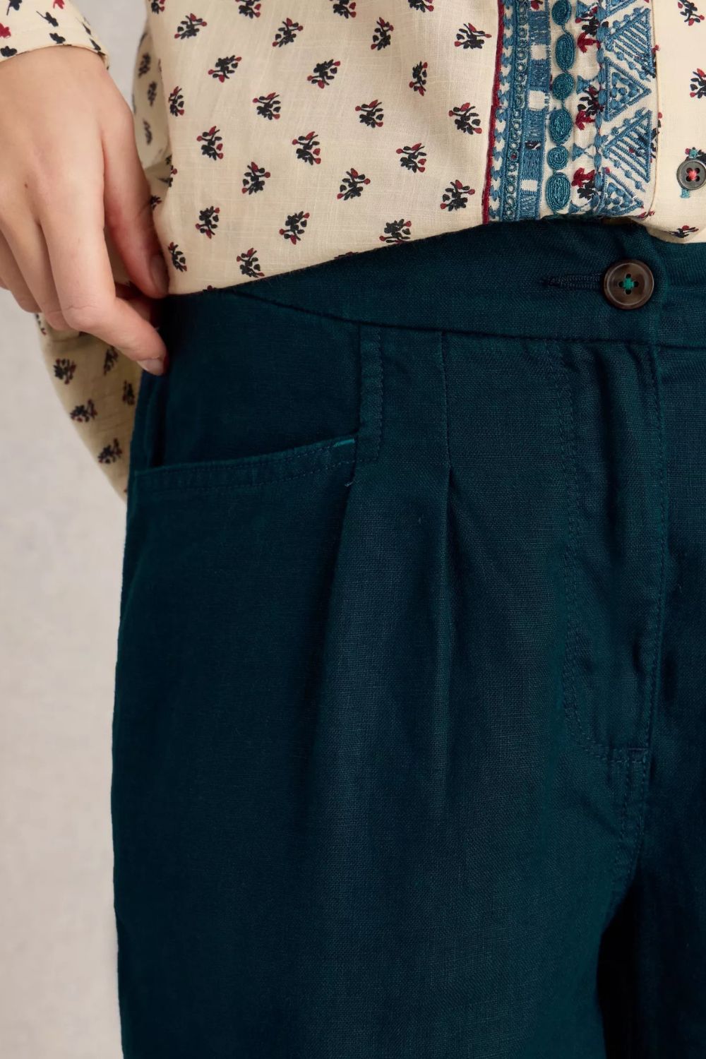 Rowena Linen Trouser | Dark Navy