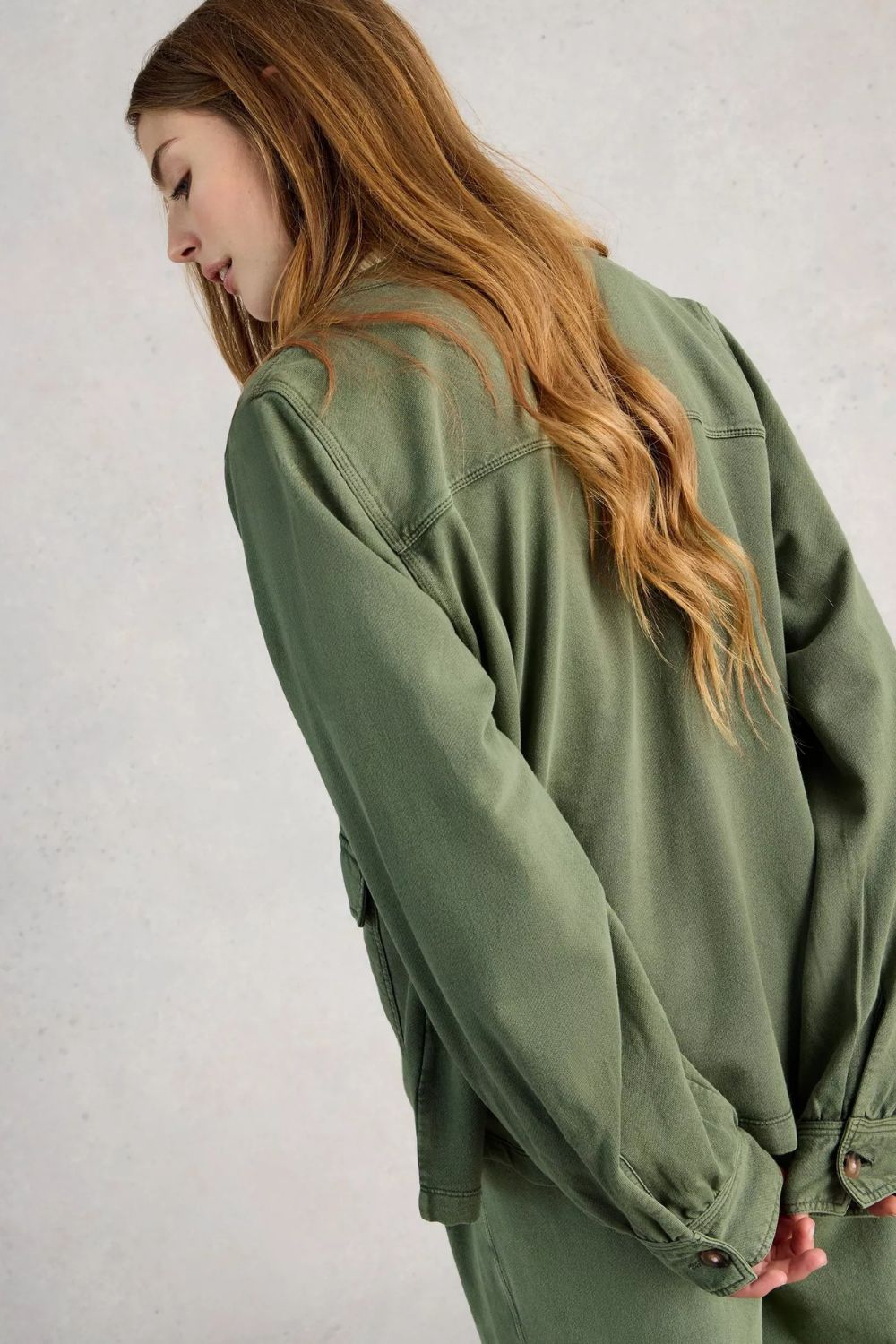 Denim Utility Jersey Jacket | Mid Green