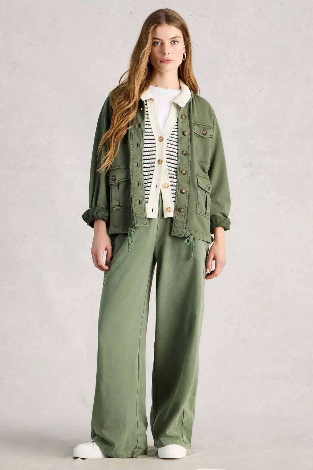 Denim Utility Jersey Jacket | Mid Green