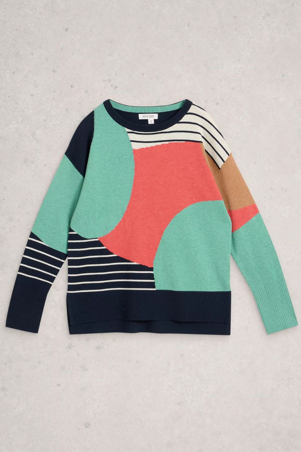 Olive Abstract Jumper | Navy Multi