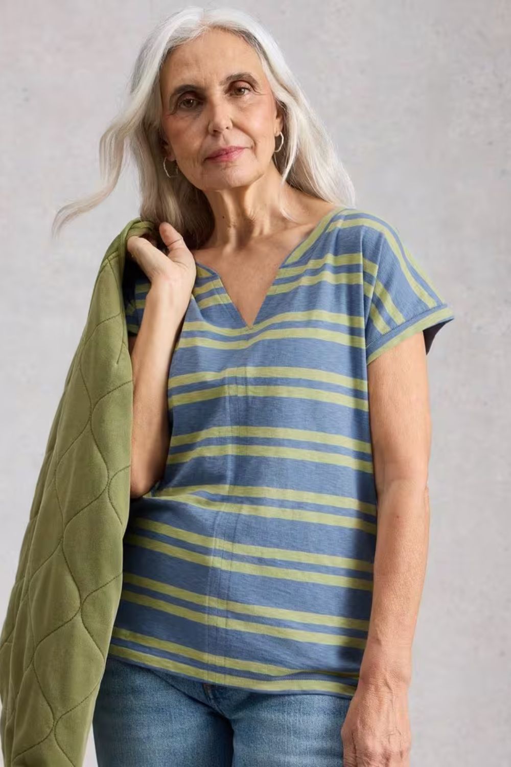 Nelly Notch Stripe Tee | Blue Multi