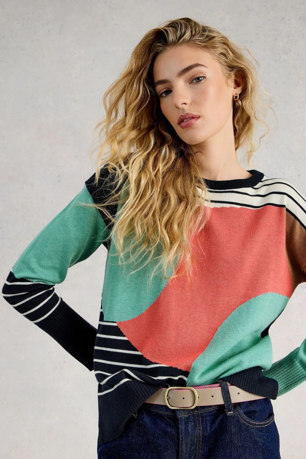 Olive Abstract Jumper | Navy Multi
