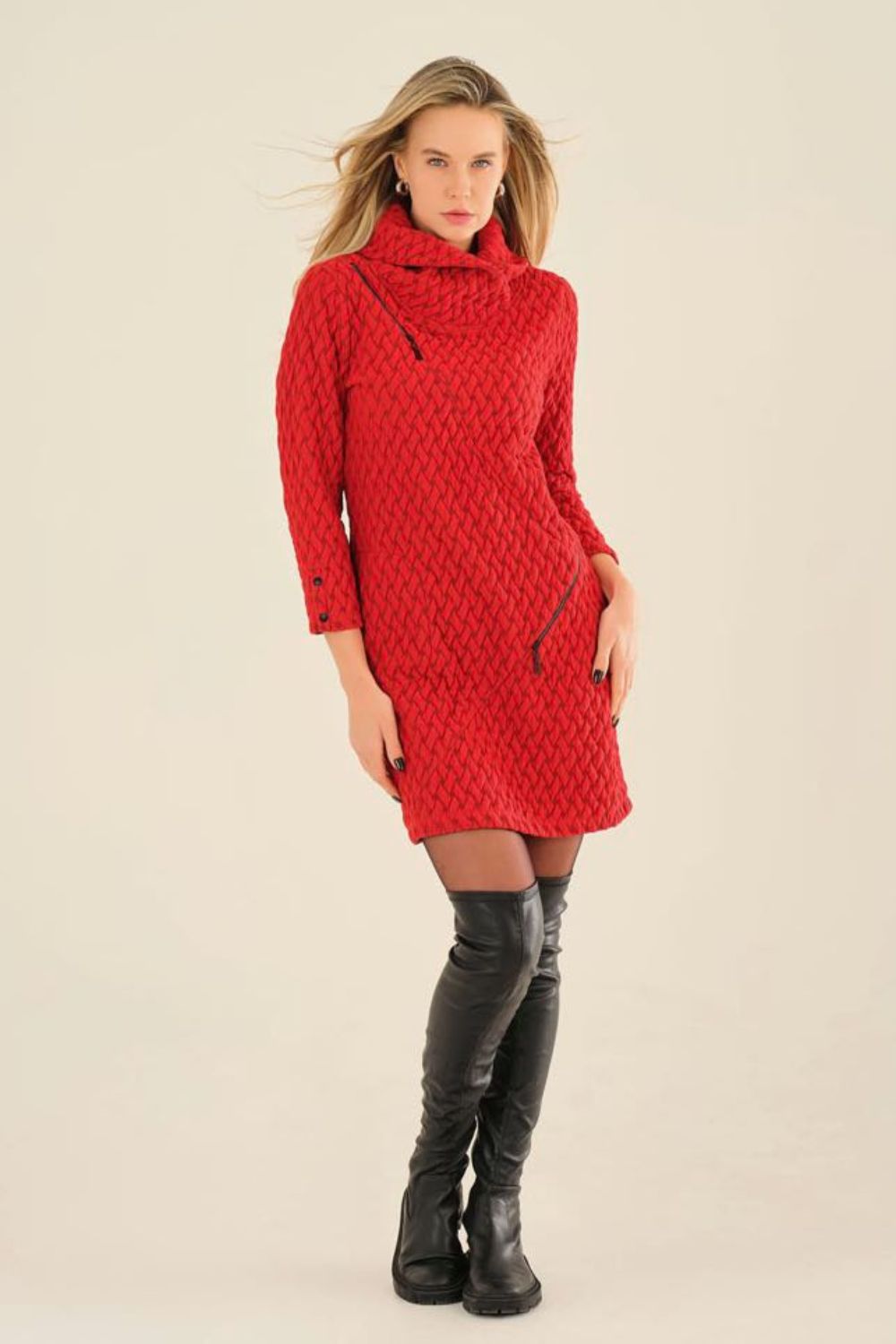 Basket Weave Dress | Red