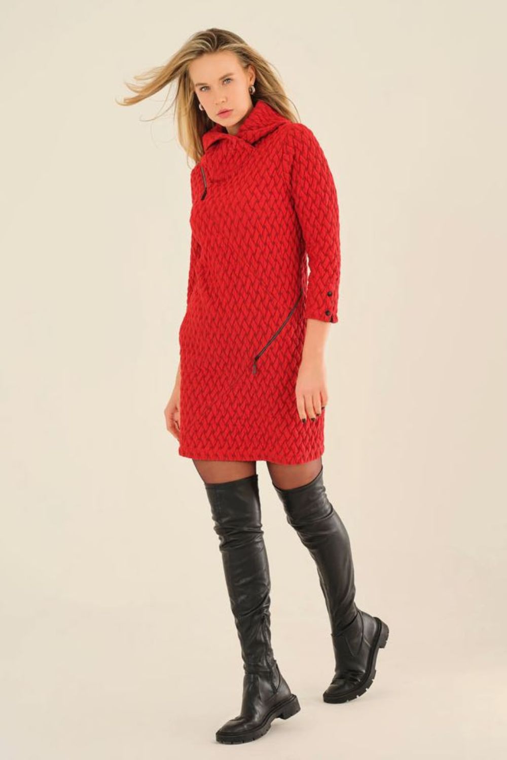 Basket Weave Dress | Red