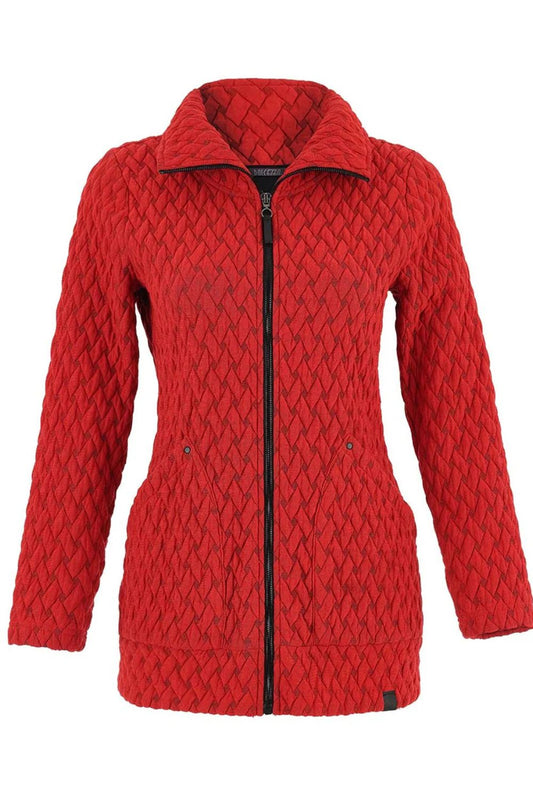 Basket Weave Zip Jacket | Red