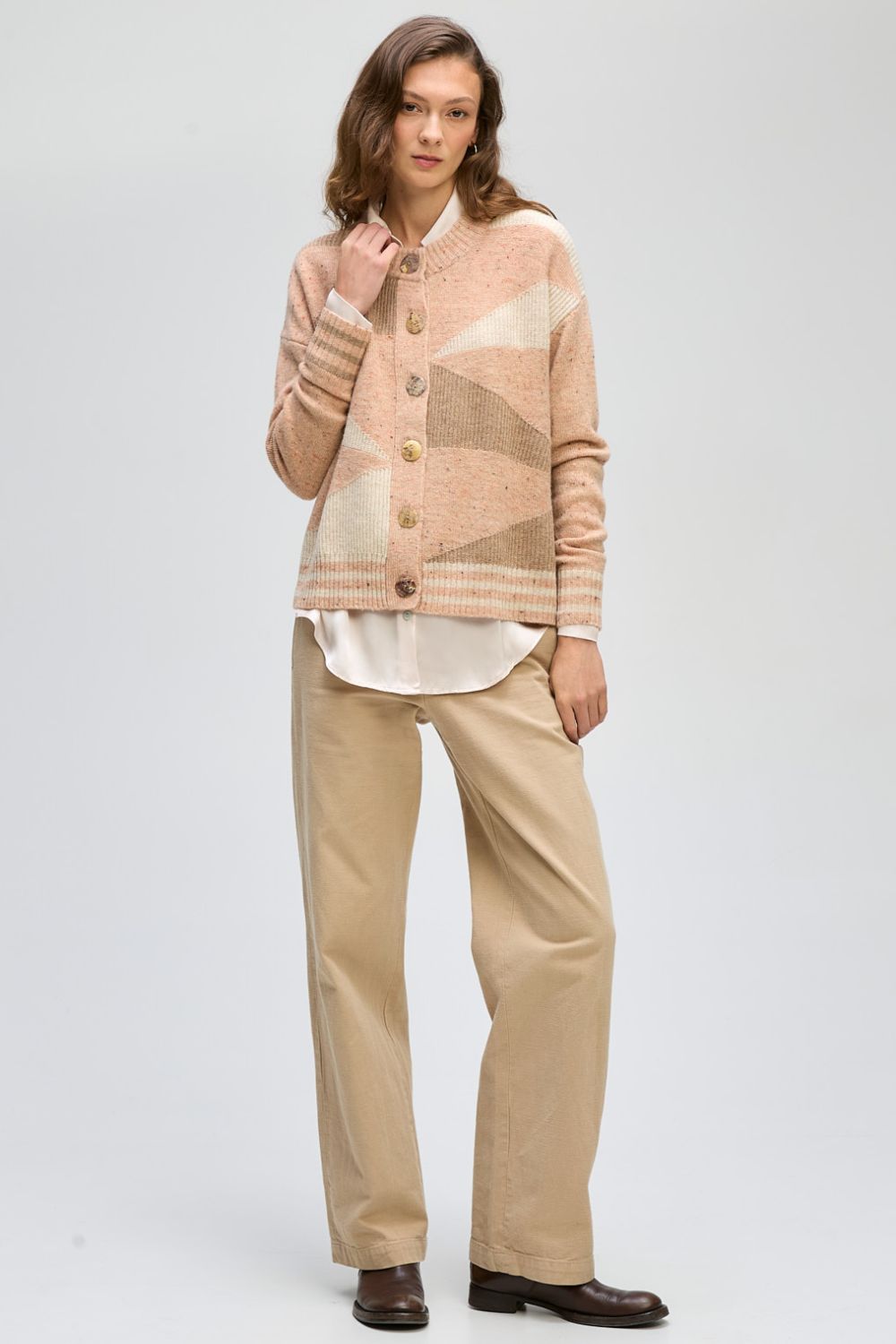 Geo Knit Cardi | Tawny