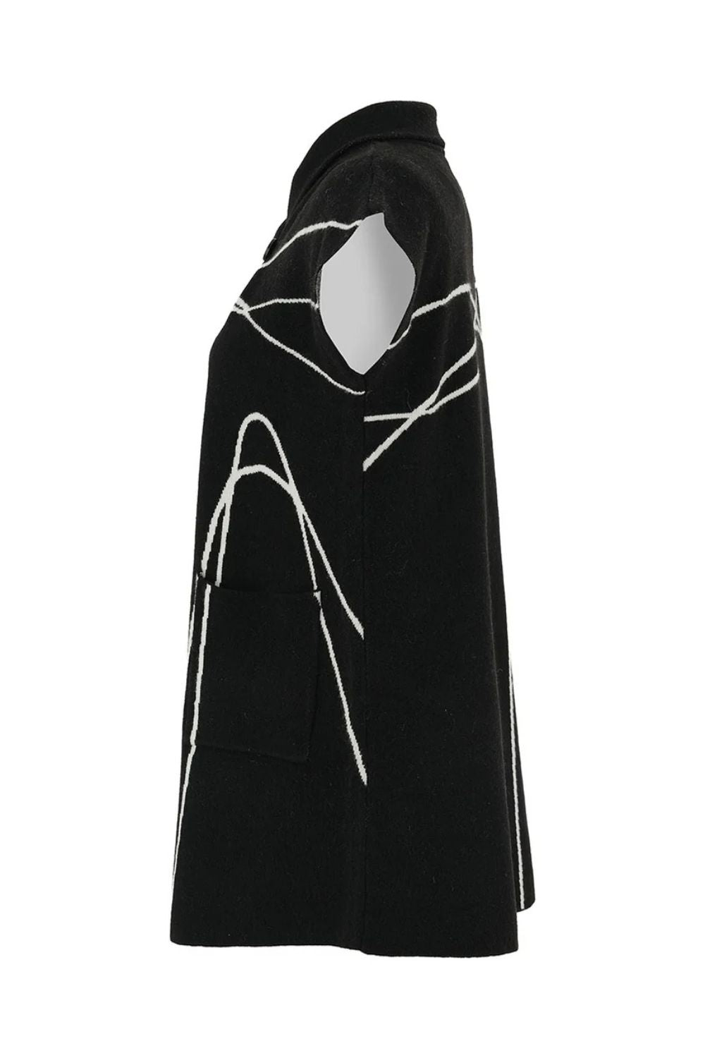 Monochrome Cap Sleeve Coat | Black/White