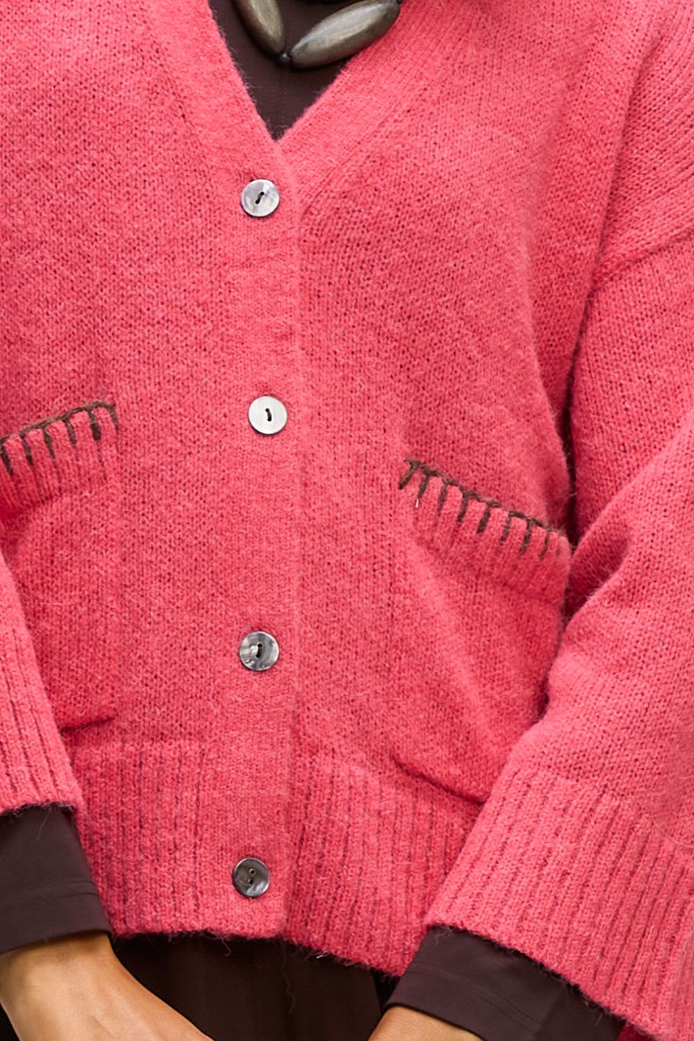 Boxy Detail Cardi | Hibiscus