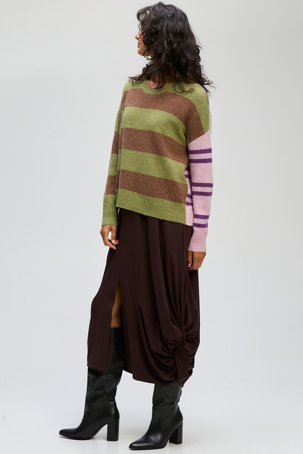 Groove Stripe Crew | Olive