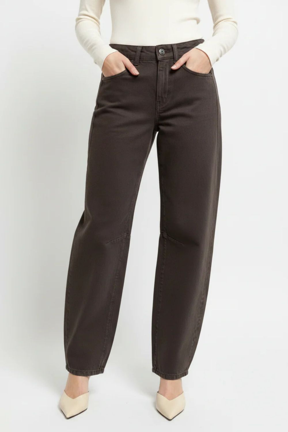 Clara Full length  Balloon Jean | Chocolate Mocha