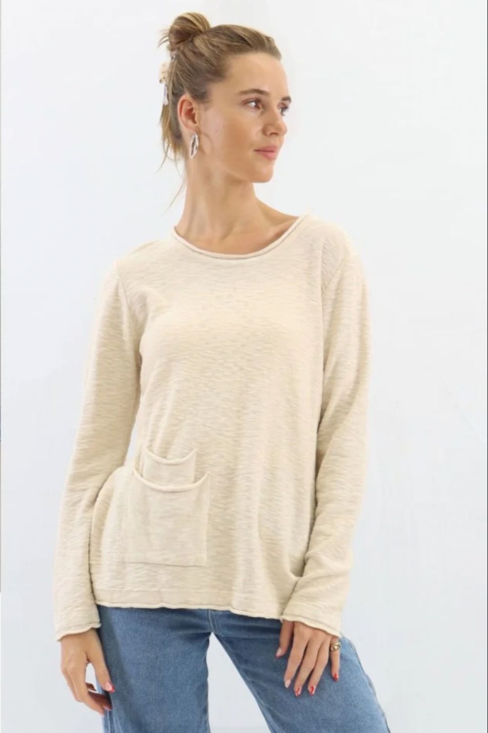 Paloma Pocket Knit Top | Beige