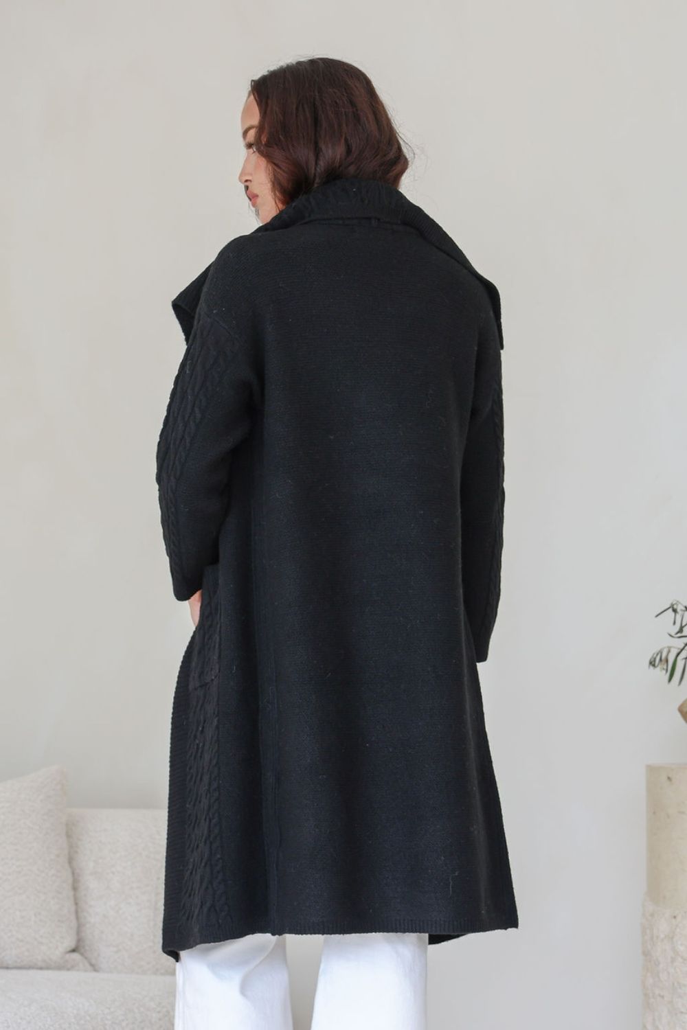 Cabled Long Cardi | Black