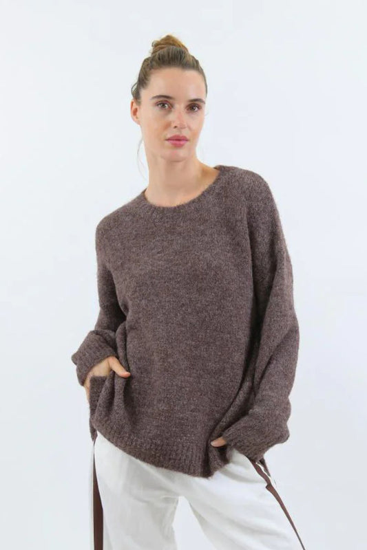 Frontier Wool Blend Jumper | Choc