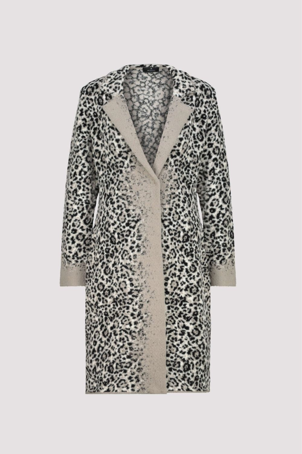 Leopard Knitted Coat | Greige Pattern