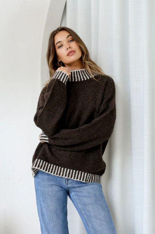 Tilly Blanket Stitch Knit | Chocolate