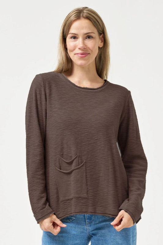 Paloma Pocket Knit Top | Choc