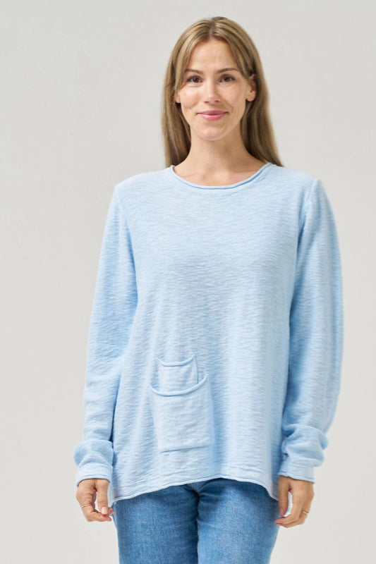 Paloma Pocket Knit Top | Ice Blue