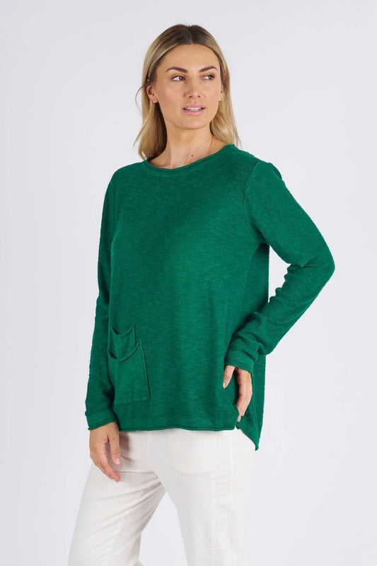 Paloma Pocket Knit Top  | Emerald