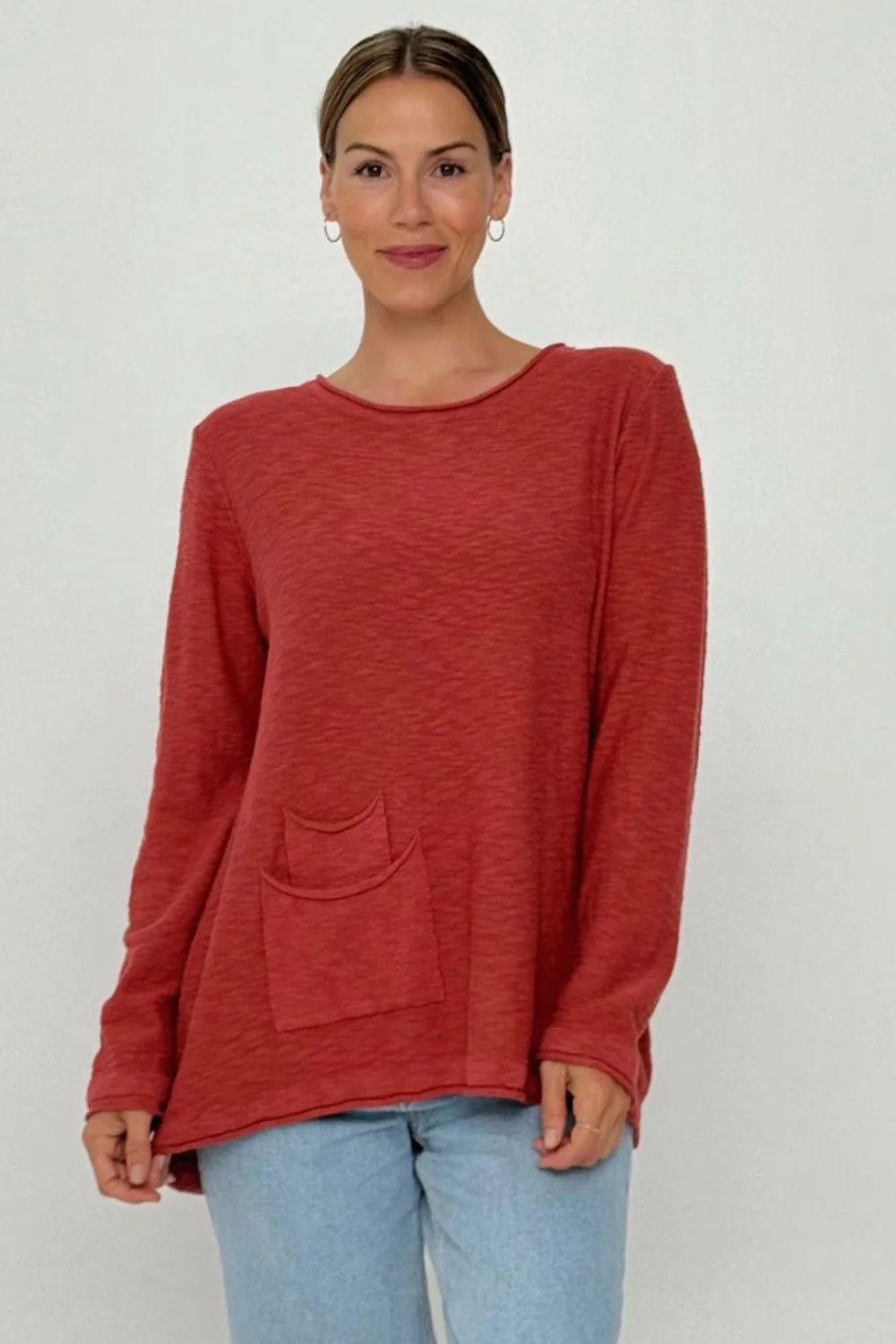 Paloma Pocket Knit Top  | Terracotta