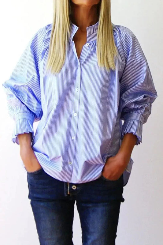Poppy Digital Stripe Shirt  | China Blue
