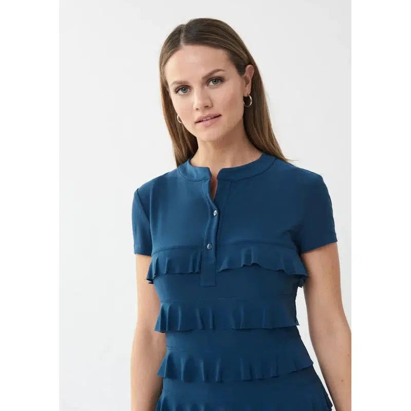 Short Sleeve Frill Dress | Nightfall-Joseph Ribkoff-Shop 12 Bendigo