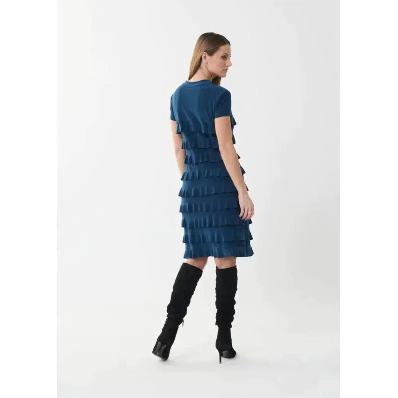 Short Sleeve Frill Dress | Nightfall-Joseph Ribkoff-Shop 12 Bendigo