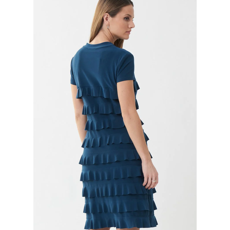 Short Sleeve Frill Dress | Nightfall-Joseph Ribkoff-Shop 12 Bendigo