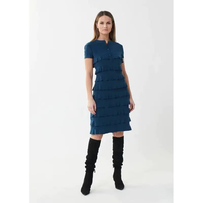 Short Sleeve Frill Dress | Nightfall-Joseph Ribkoff-Shop 12 Bendigo