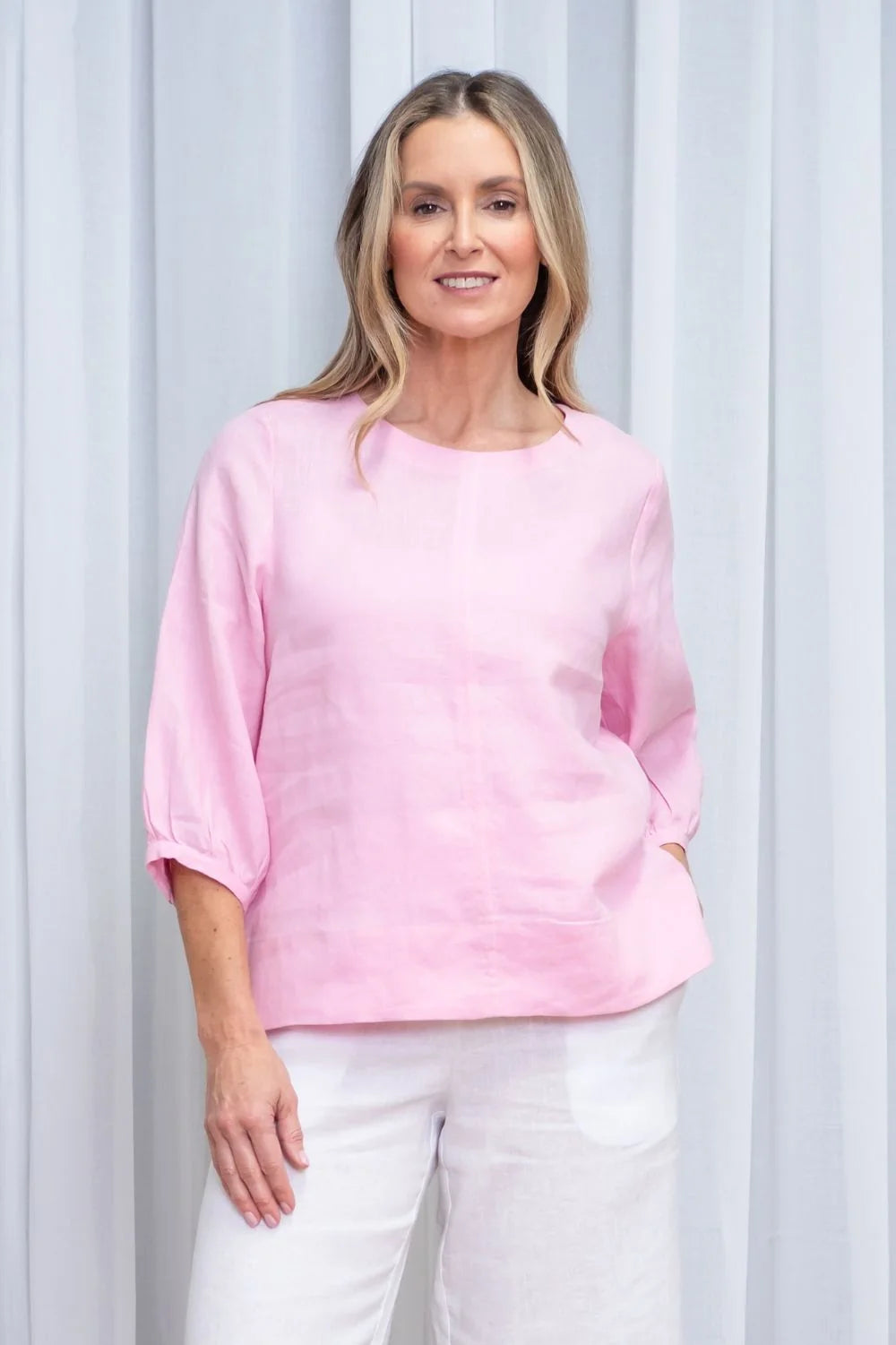 Annie Linen Top | Pink