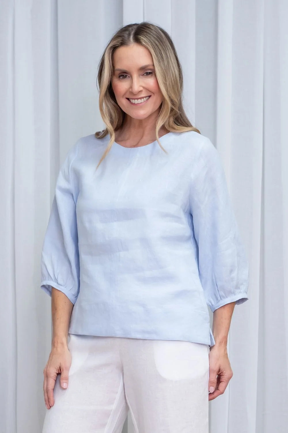 Annie Linen Top | Powder