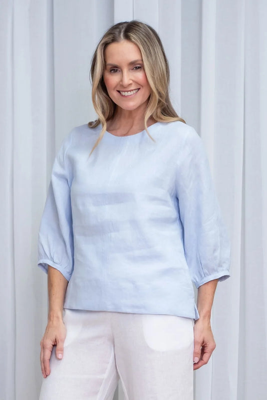 Annie Linen Top | Powder