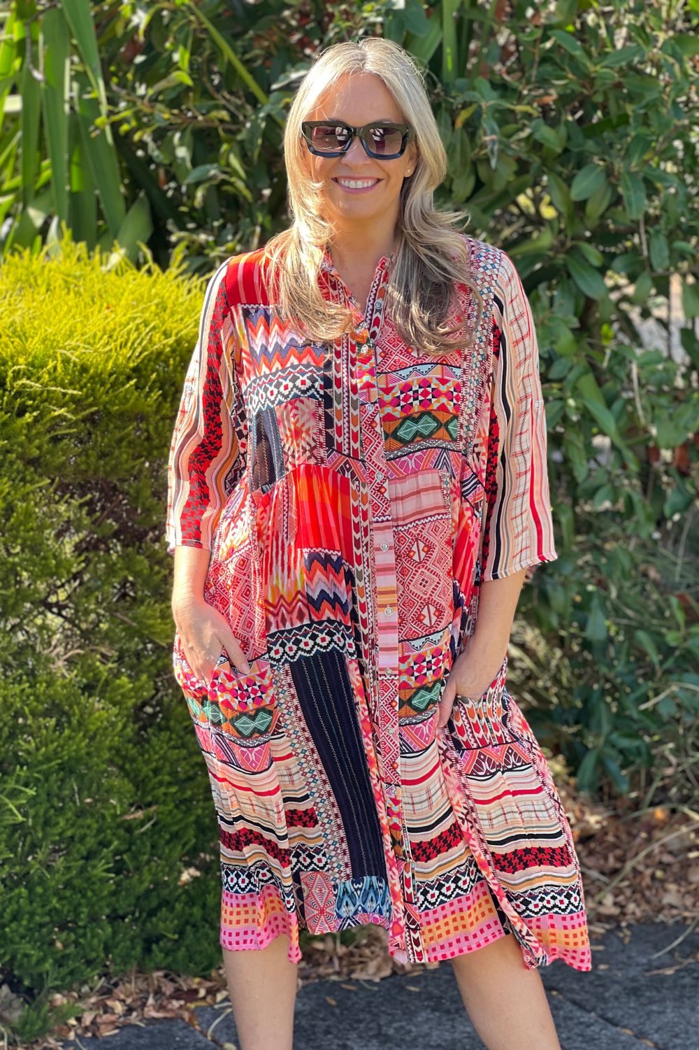 Celeste Button Through Dress | Tequila Sunrise