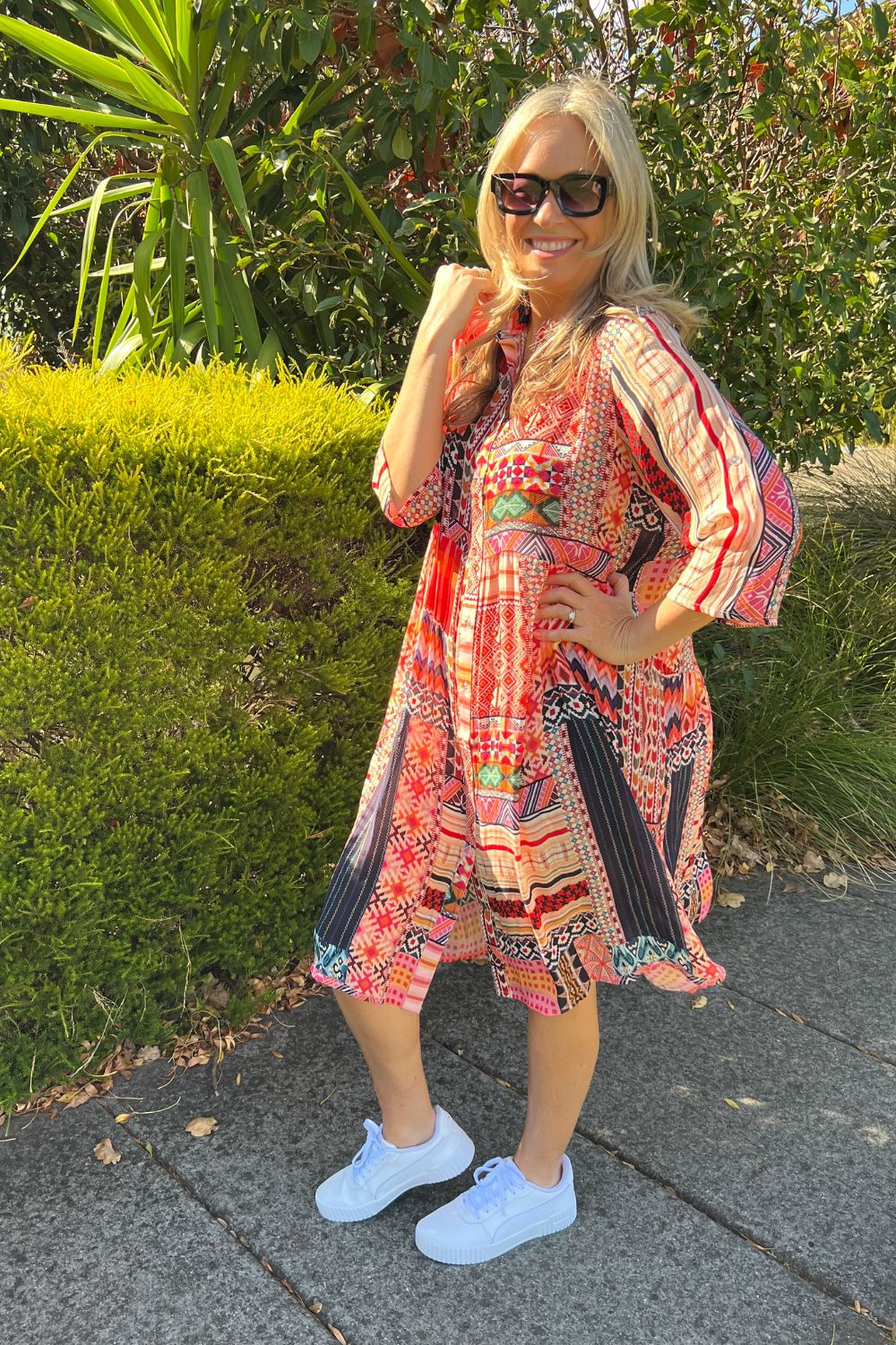 Celeste Button Through Dress | Tequila Sunrise