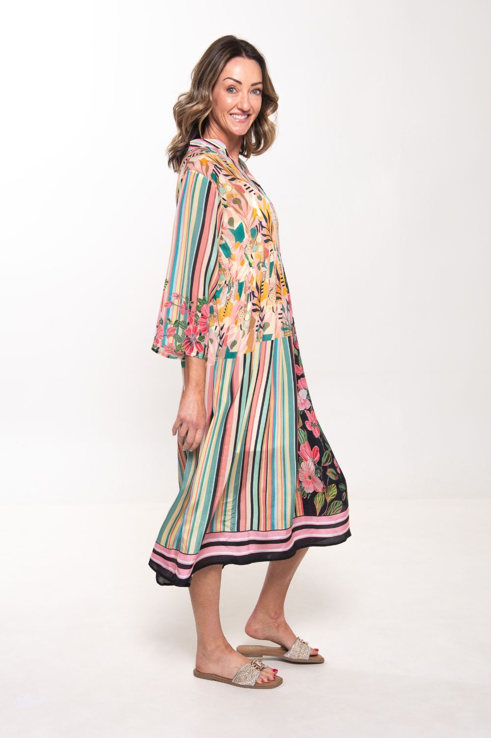Erin V-Neck Dress | Botanic Stripe