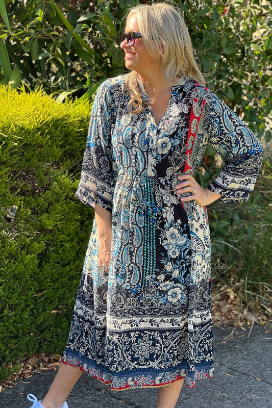 Erin V-Neck Dress | Porcelain Paisley