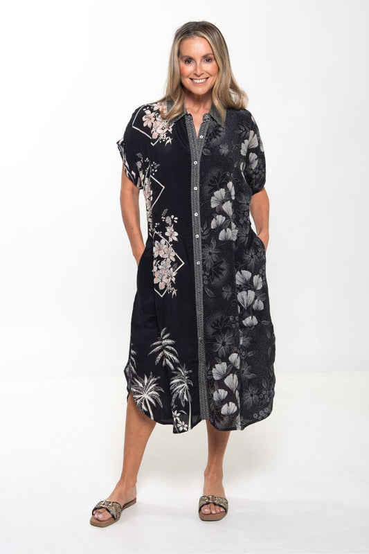 Grace Button Dress | Midnight Lotus