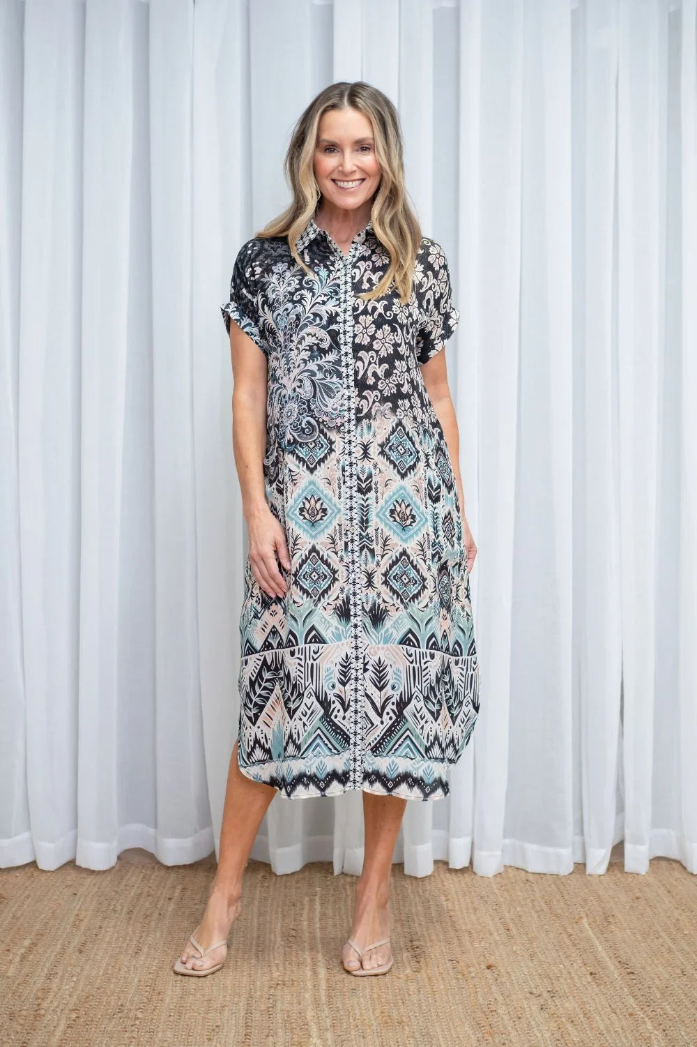 Grace Button Dress | Mineral Mosaic