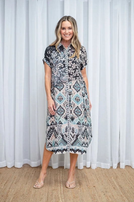 Grace Button Dress | Mineral Mosaic