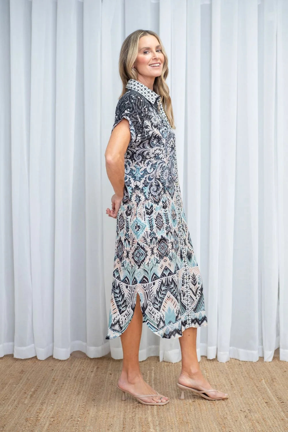 Grace Button Dress | Mineral Mosaic