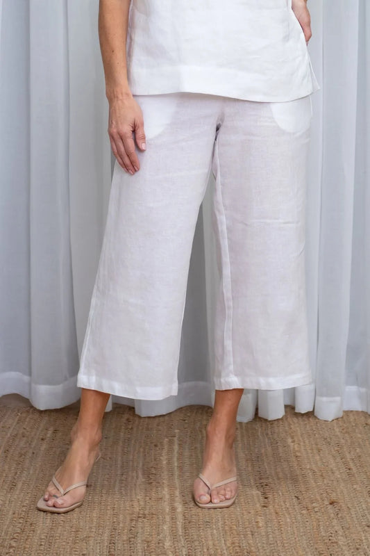 Layla Wide Leg Pant | White