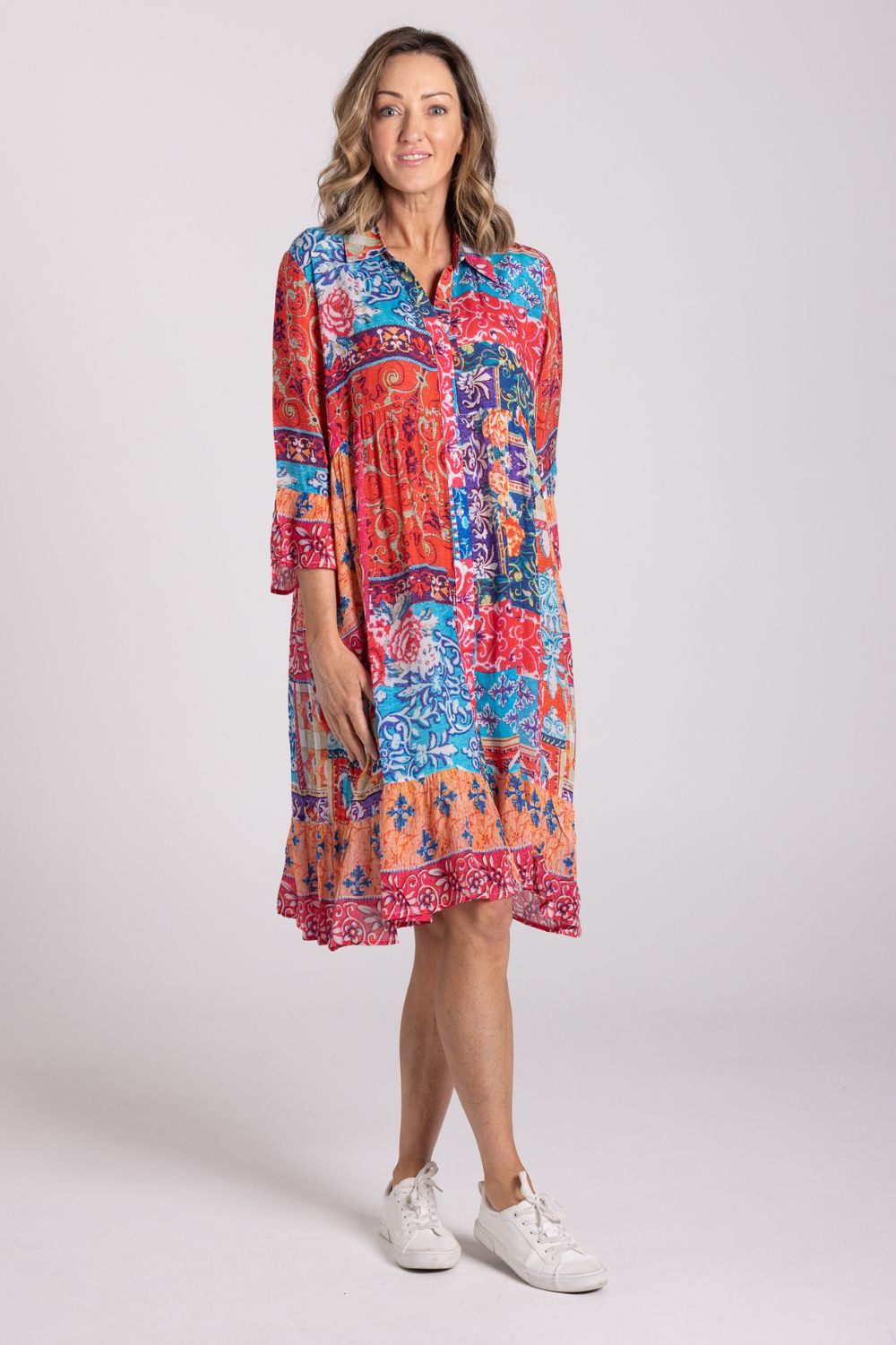 Jocelyn Button Down Dress | Sunset Tapestry_Shop 12