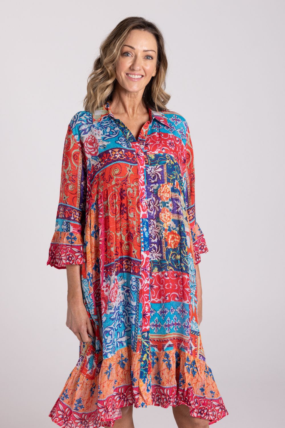 Jocelyn Button Down Dress | Sunset Tapestry_Shop 12